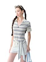 Layered Polo Knit T-Shirt