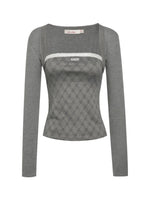 Contrast Lace-Trim Plaid Top Set