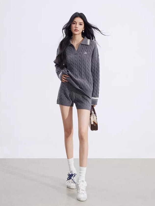 Colorblock Knit Polo &amp; Shorts Set