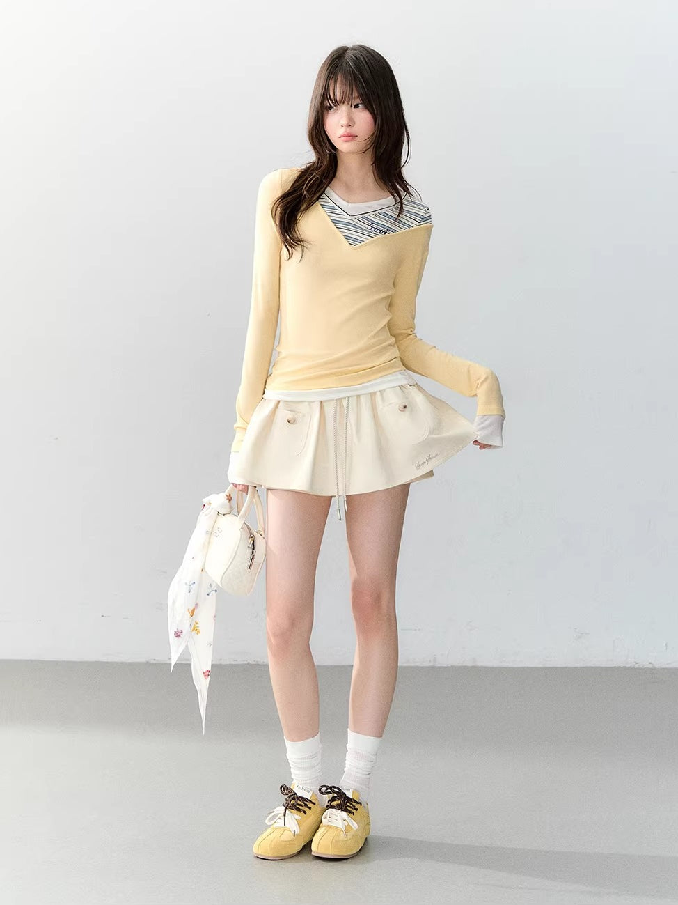 V-neck Layered Slim Tee