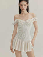 Jacquard Ruffle Mini Dress