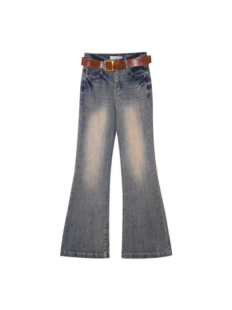 Slub Washed Micro-Flare Jeans