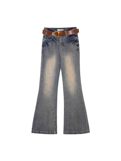 Slub Washed Micro-Flare Jeans