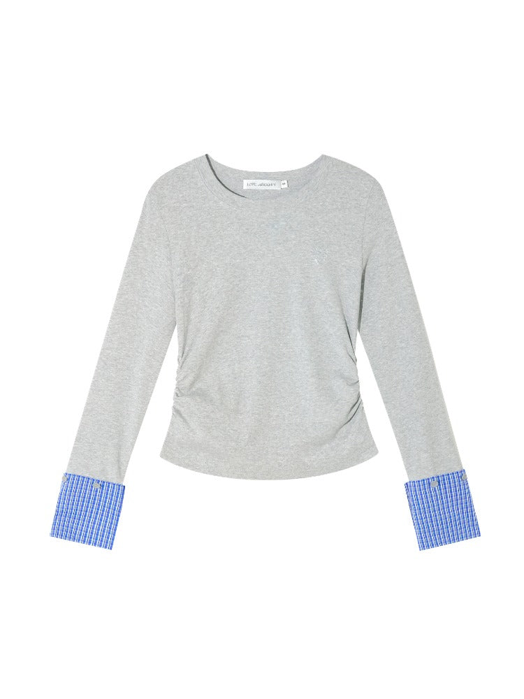 Plaid Patchwork Long-Sleeve T-shirt