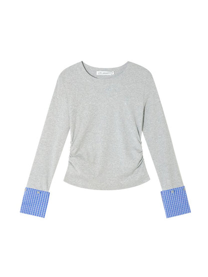 Plaid Patchwork Long-Sleeve T-shirt