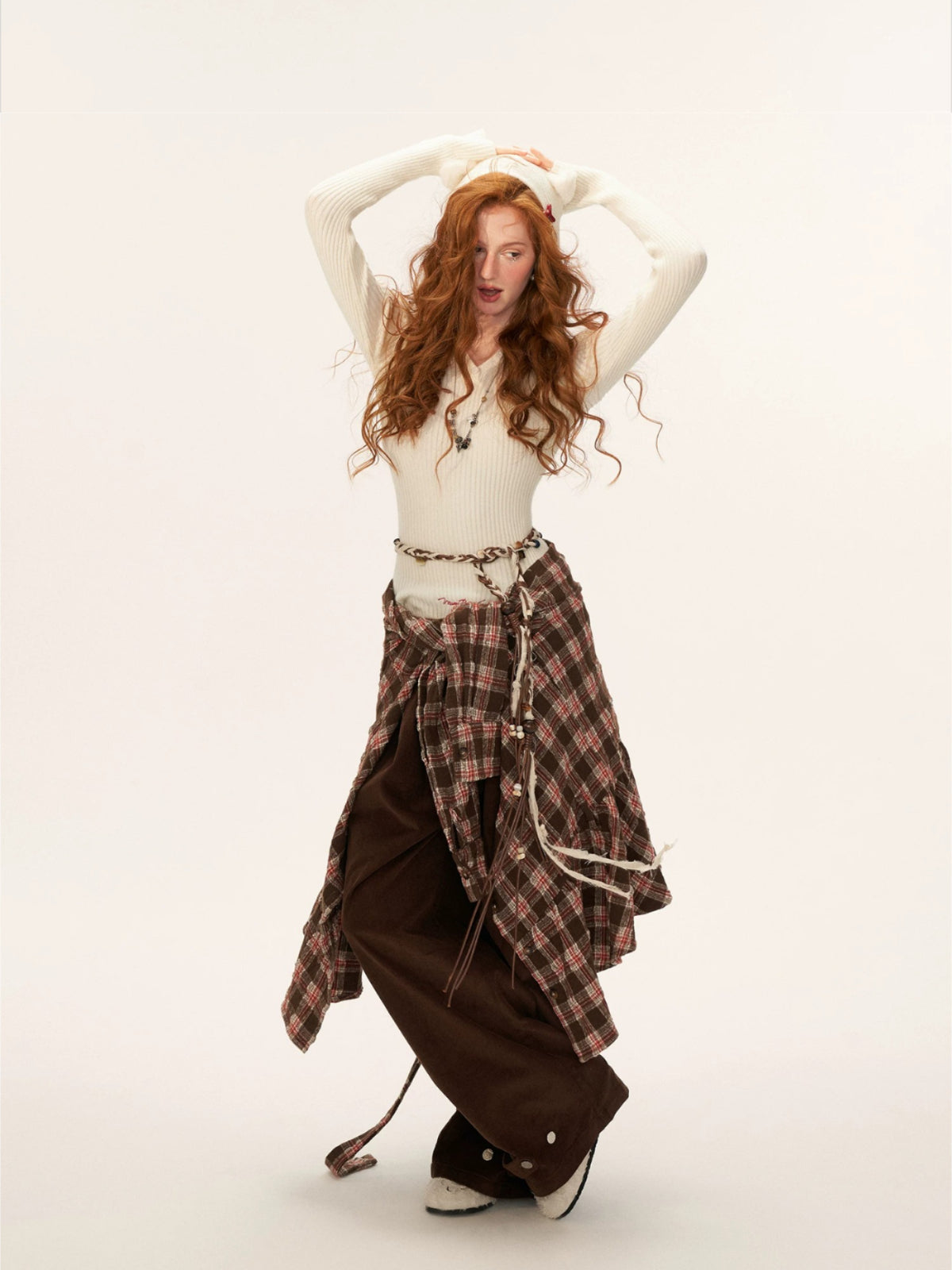 Fringed Corduroy Straight-Leg Pants