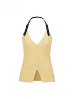 Icy Knit Halter V-neck Top