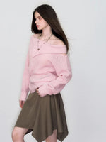Asymmetrical Neck Knit Sweater
