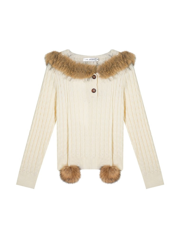 Cable Knit Hooded Sweater