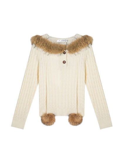 Cable Knit Hooded Sweater