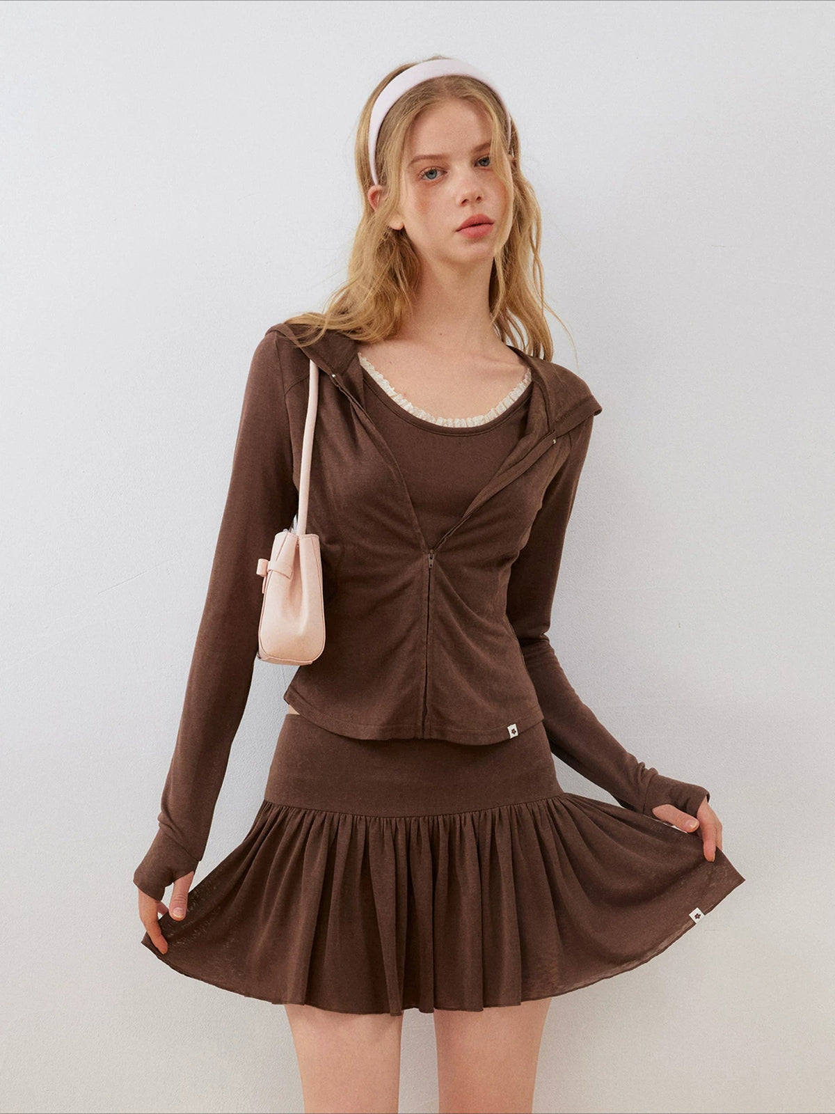 Lace Hooded Skirt Set