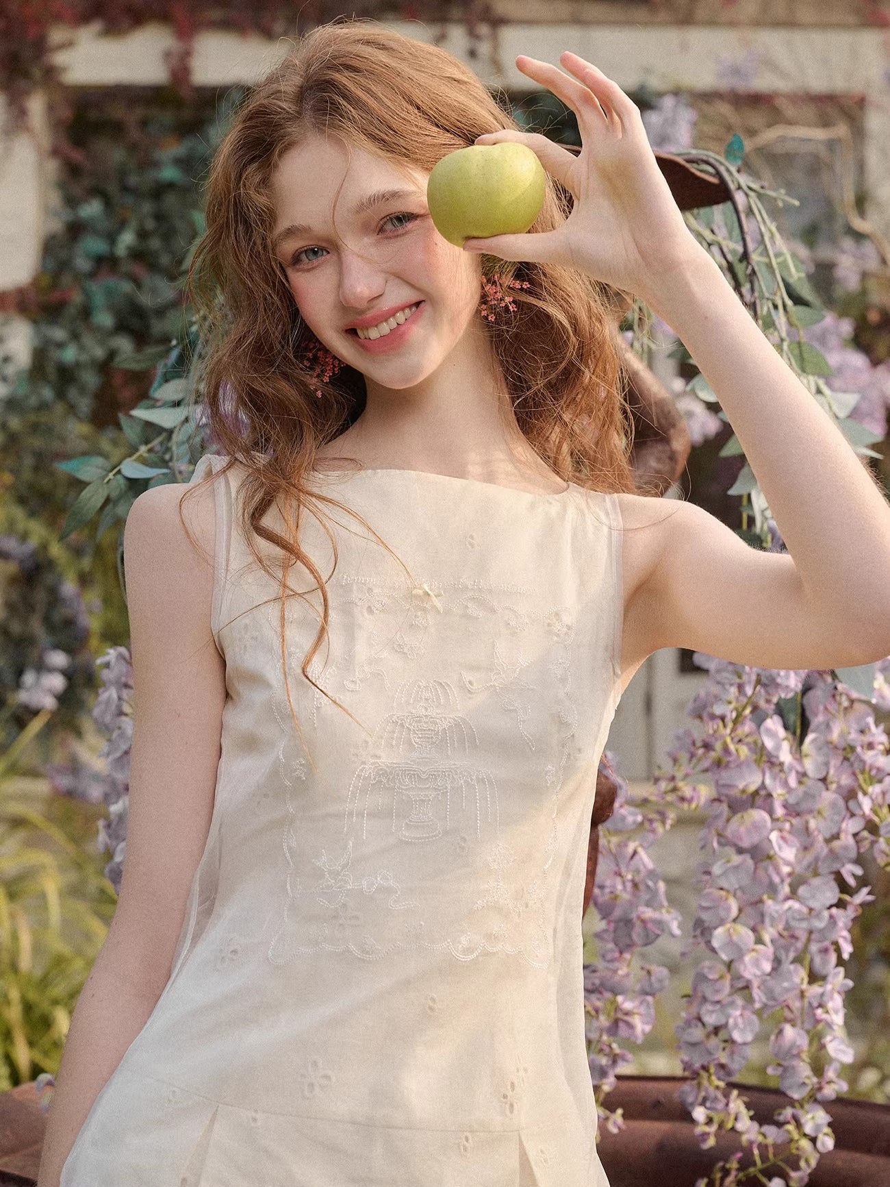 Embroidered Layered White Dress