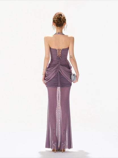 Rhinestone Halter Mermaid Dress