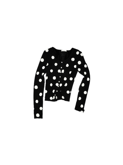 Polka Dot Contrast Knit Cardigan &amp; Lounge Pants Set