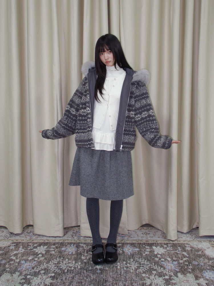 Wool Blend Pleated A-Line Skirt