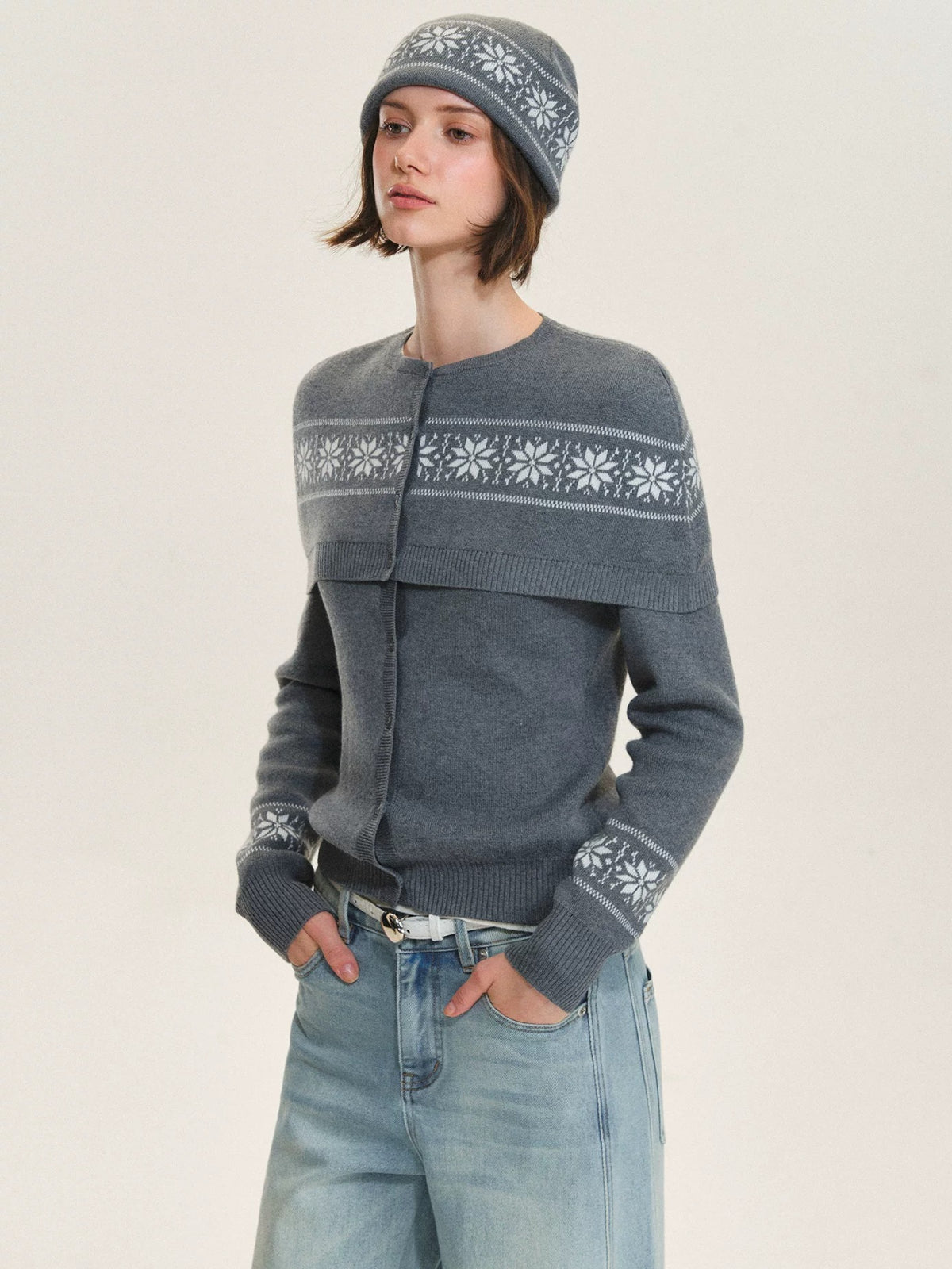 Fair Isle Knit Cape Sweater