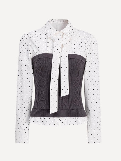 Polka-Dot Preppy Shirt &amp; Skirt Set