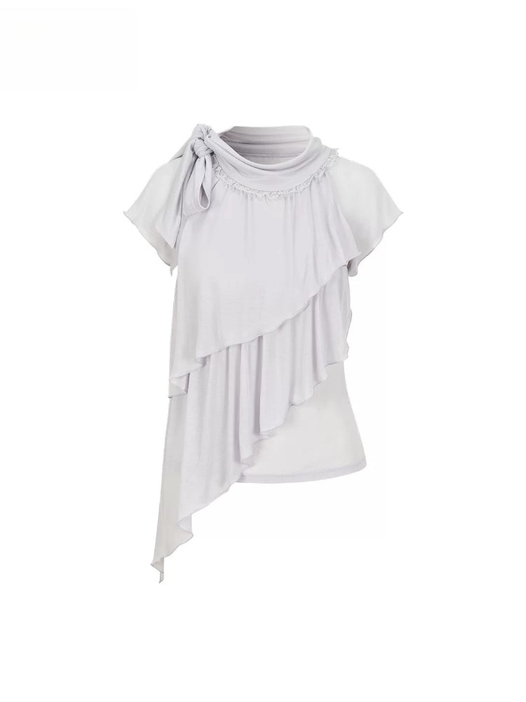 Asymmetrical Lyocell Ruffle Top