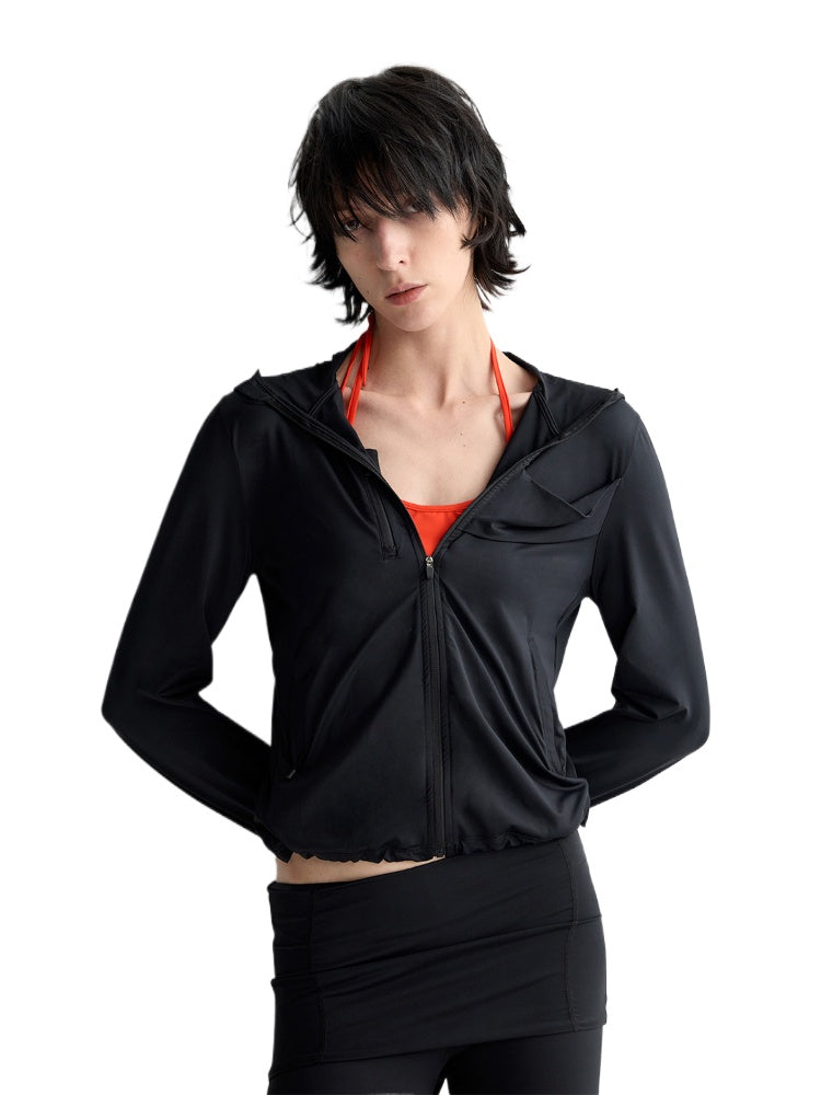 Hooded Drawstring Short Coat