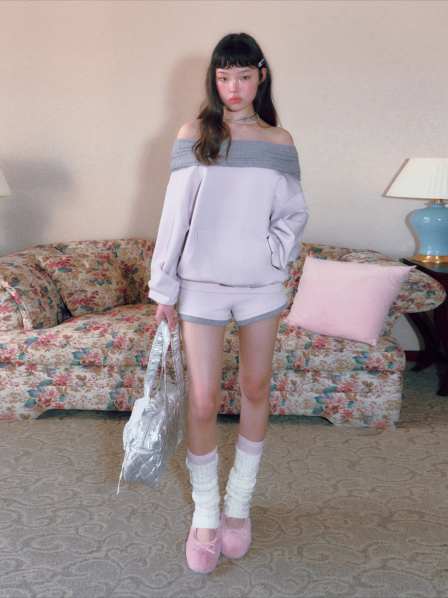 Contrast Ribbed Waist Shorts