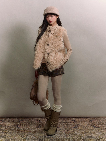 Shearling Logo Pin Curly Vest