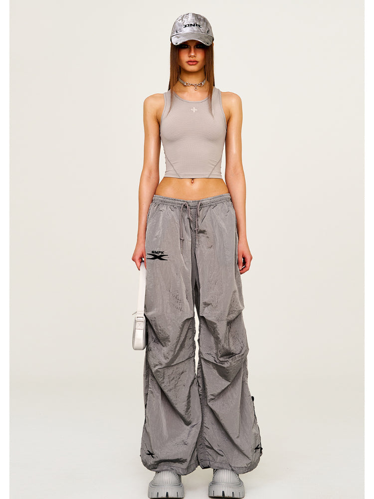 Embroidered Ultra-Light Wide-Leg Workout Pants