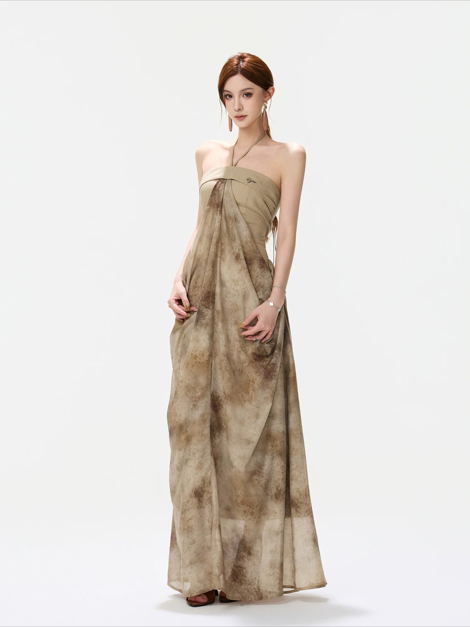 Watercolor Halter Maxi Dress