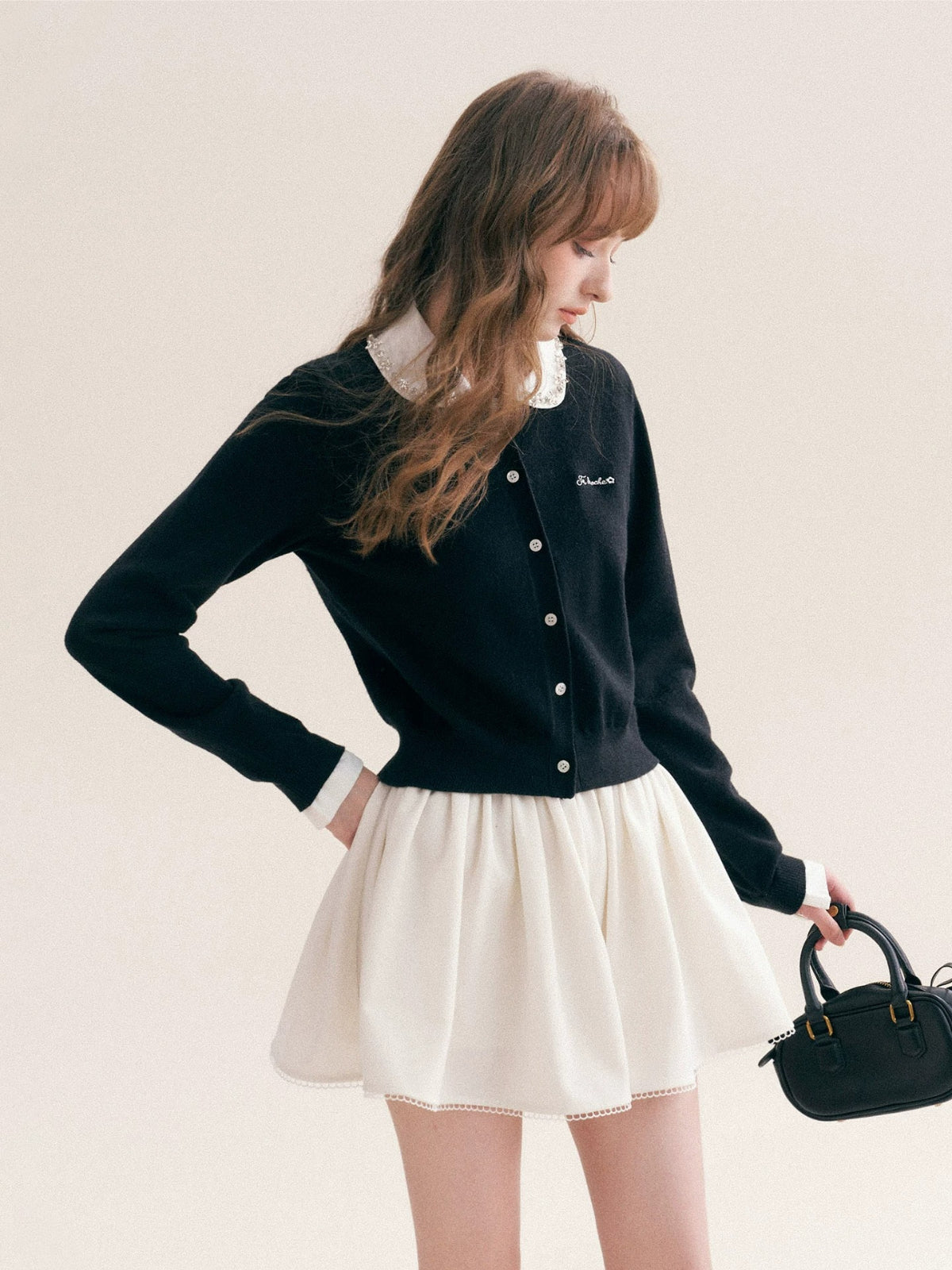 Beaded Collar Cardigan