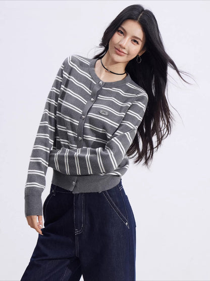 Striped Knit Cardigan Set