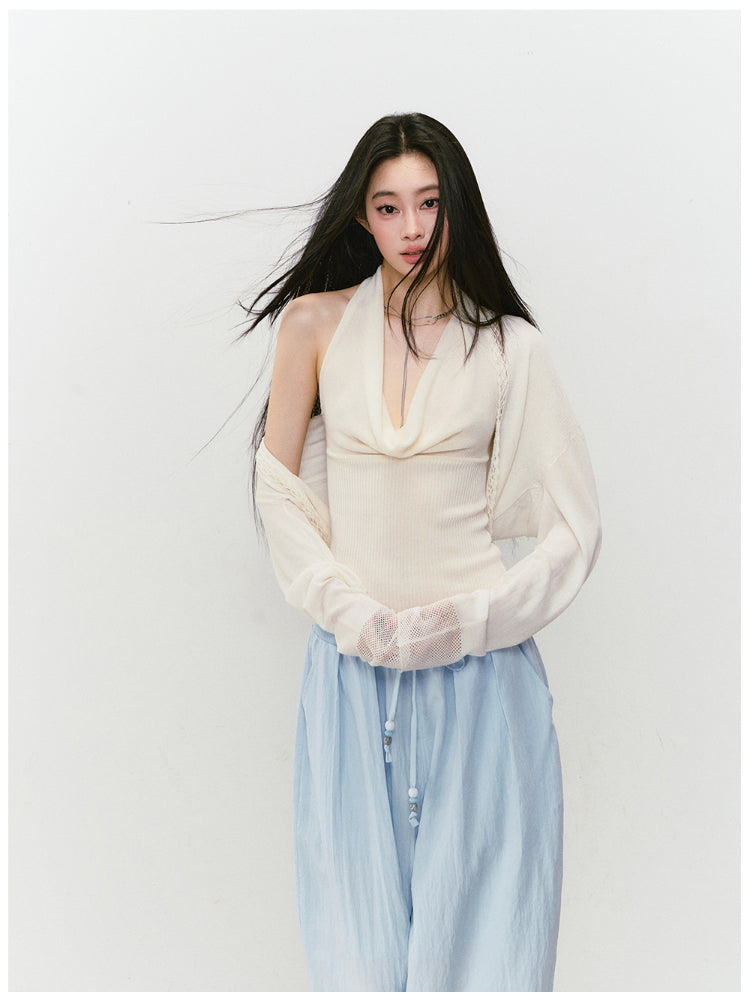 Heavy-duty Knitted Draped Neck Tank Top Set