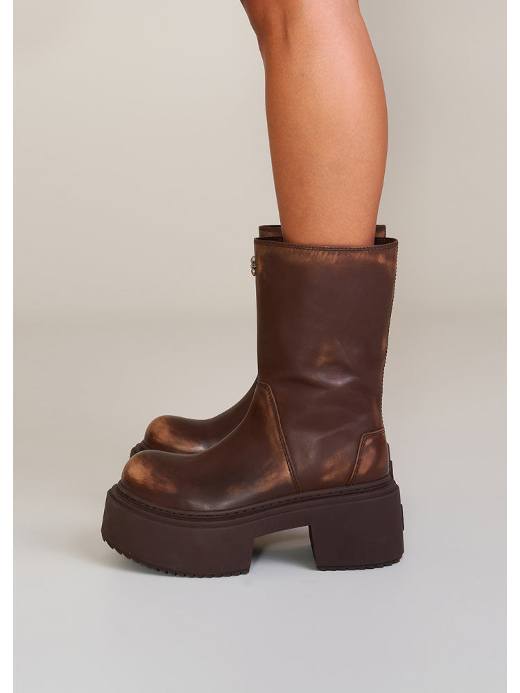 Compass Mode Leather Riding Boots Snow Mountain