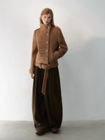 Fur-Collar Belted Wool Bouclé Coat