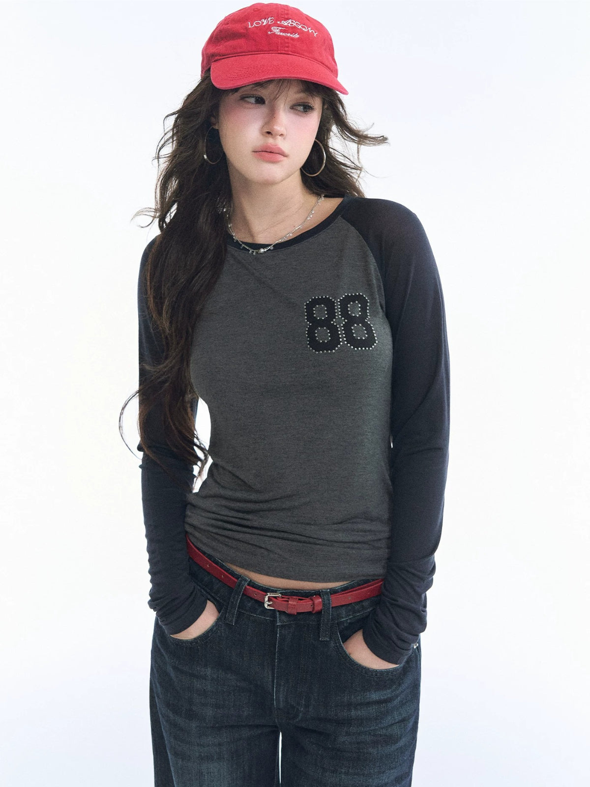 Rhinestone Raglan Top