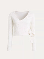 Deep V-neck Blouse & Cami & Skirt Set