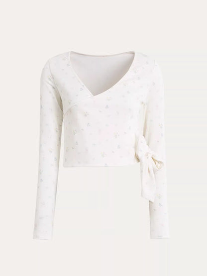 Deep V-neck Blouse &amp; Cami &amp; Skirt Set