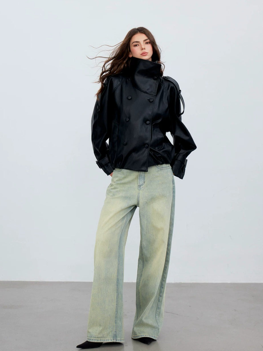 Shawl-Lapel Double-Breasted Jacket