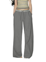 Satin Waistband Wide-Leg Pants