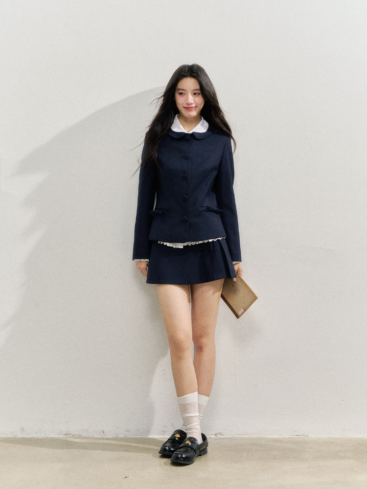 Navy Blue College-style Suit