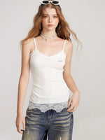 Lace Panel Long Camisole Top
