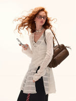 Layered V-Neck Sheer Long Sleeve Top