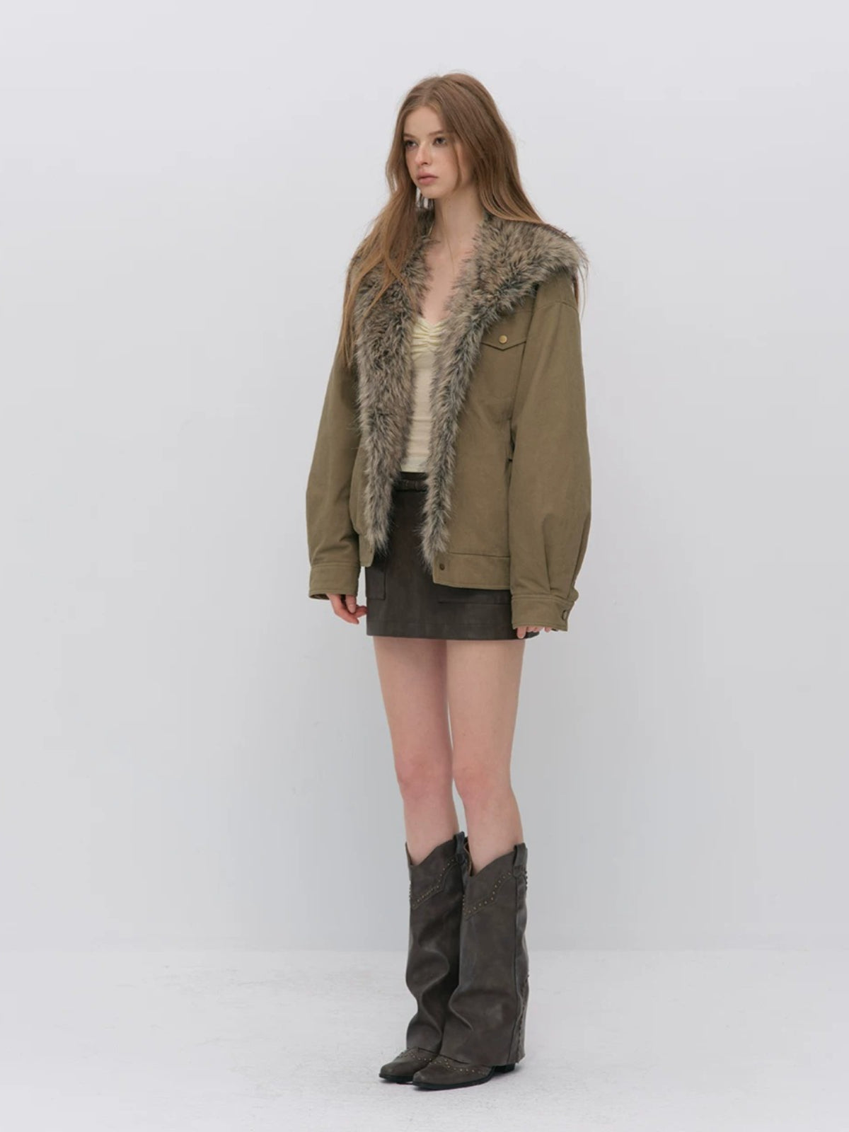 Faux Fur Trimmed Down Jacket