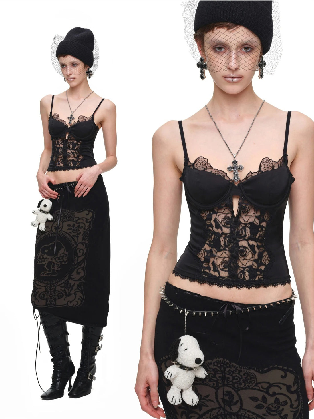 Lace Satin Corset Cami
