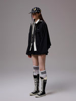 Patchwork Utility Hooded Jacket & Skirt Set