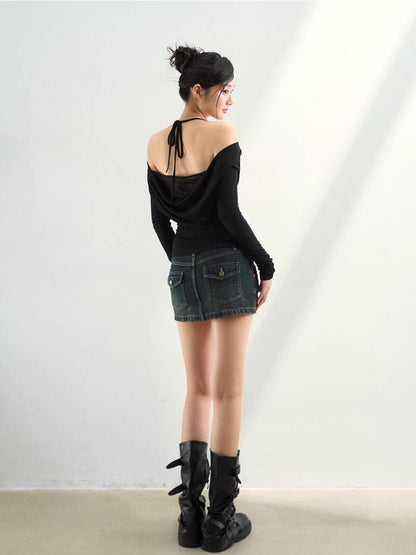 Draped Mesh Rose Tee