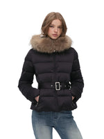 Fur Collar Belted Down Jacket