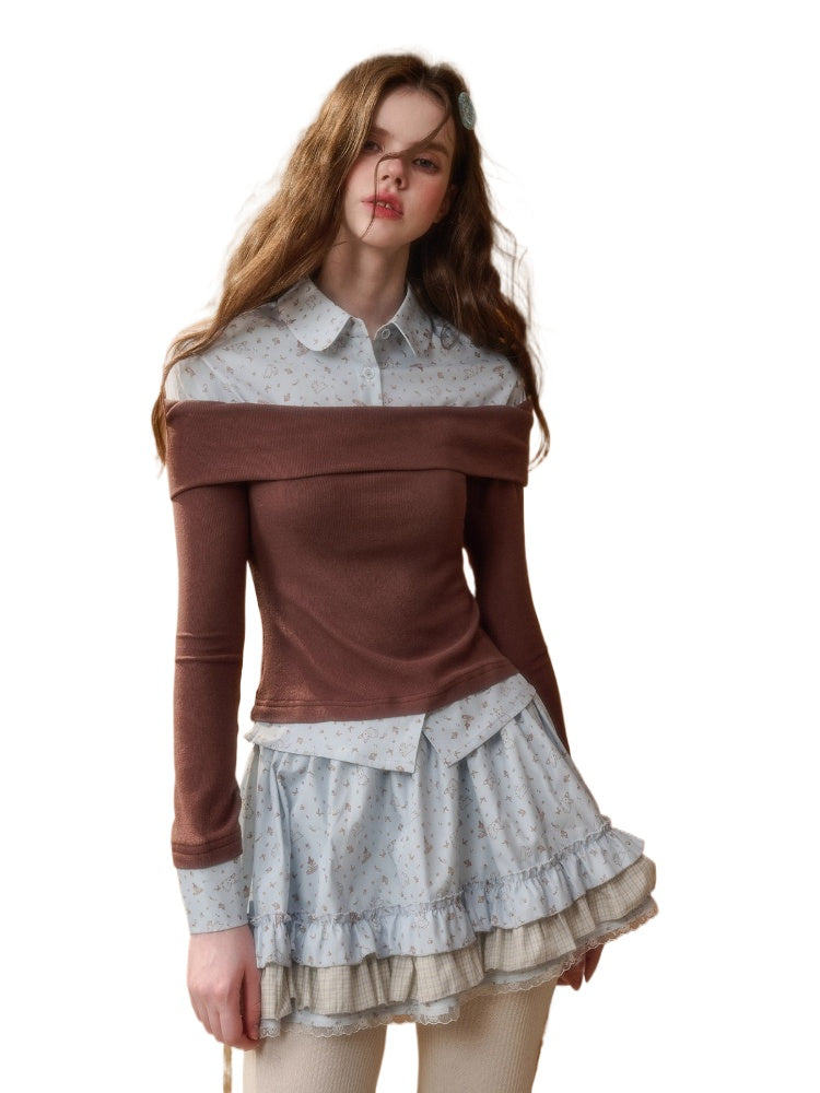 Rabbit Print Knit Two-Piece Set