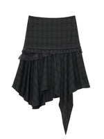 Asymmetrical Layered Plaid Midi Skirt