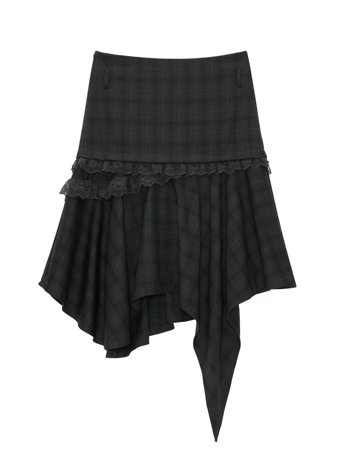 Asymmetrical Layered Plaid Midi Skirt