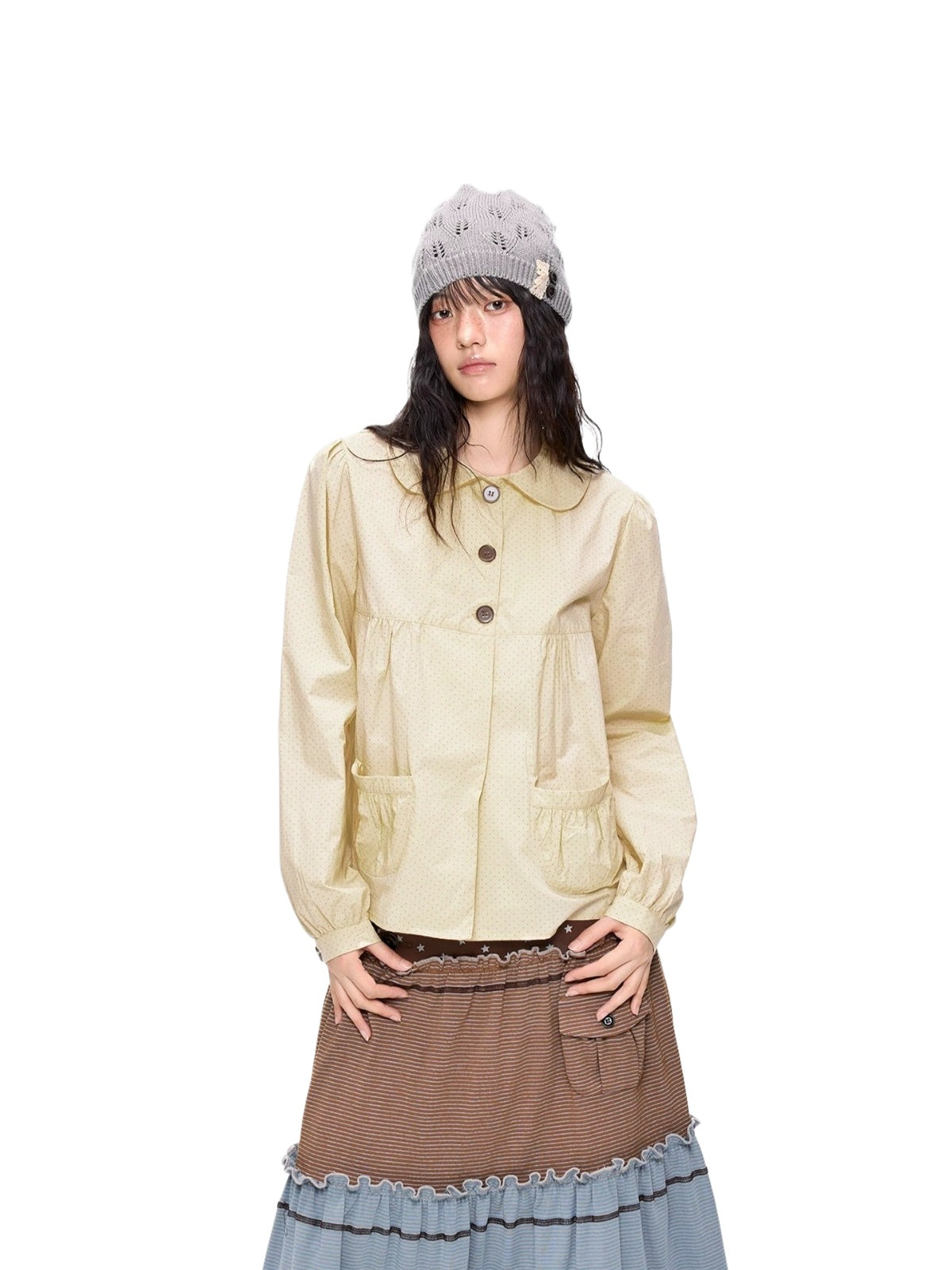 Polka Dot Doll Collar Shirt
