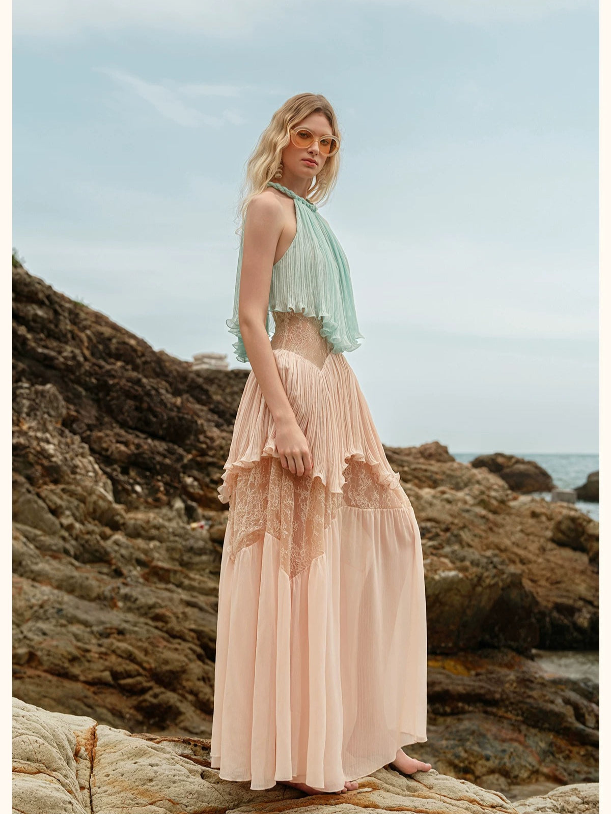 Laguna Lace Halter Maxi Dress